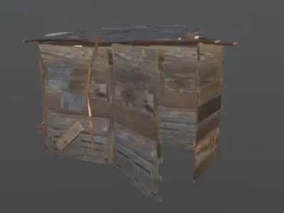 Wooden house open-air rural toilet Low-poly 3D model