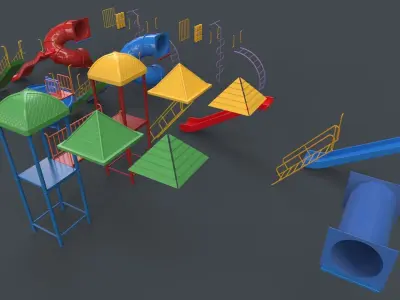 PBR Playground Outdoor Jungle Gym 15 B Low-poly 3D model