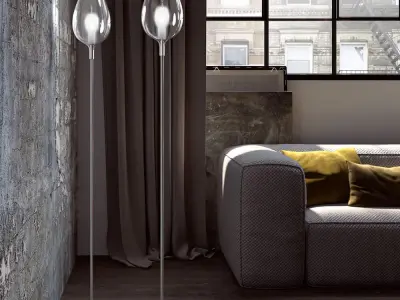 Glass Shade Floor Lamp 3D Model 3D model