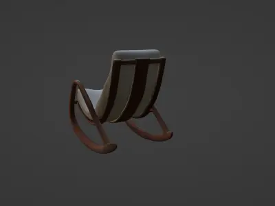 Modern Rocking Chair with Curved Wooden Frame   3D model