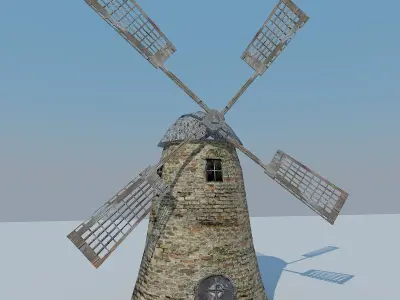 Low Poly Mill windmill Low-poly 3D model