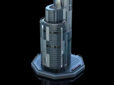 Futuristic Future Modern City Building Skyscraper 24 3D model
