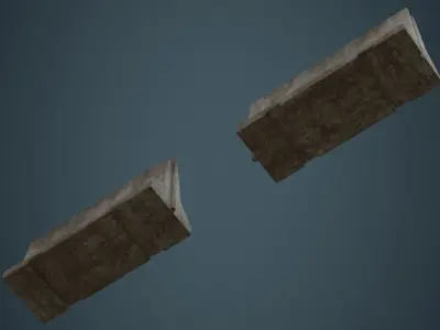 Concrete Barrier 1B Low-poly 3D model