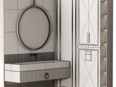 Bathroom furniture N023 in Neoclassic and Modern style 3D model