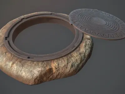 Sewer Hatch v6 Low-poly 3D model