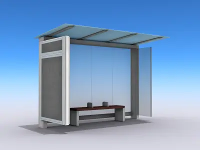Bus Shelter Low-poly 3D model