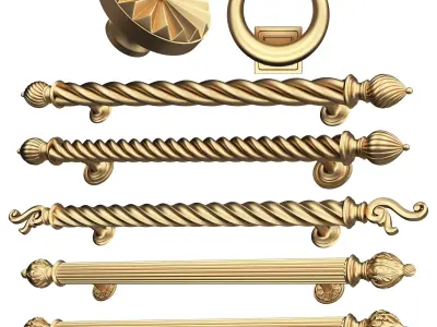 Classic Door Handle Gold Collection Low-poly 3D model