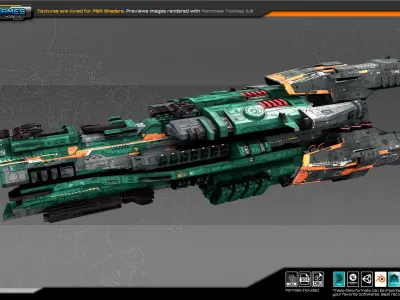 Federation Destroyer K3 Low-poly 3D model