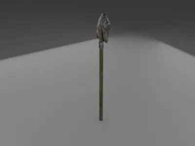 Shovel wooden stick with light shining Free low-poly 3D model