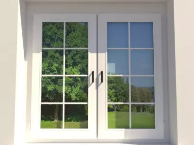 Modern Double Casement Window with Sill  Interior ArchViz Model 3D model