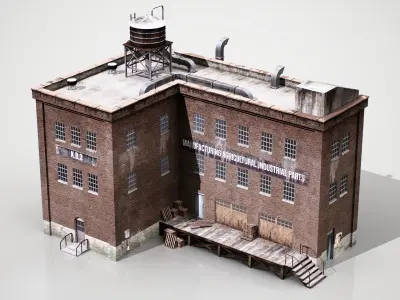 Industrial building 001 Low-poly 3D model