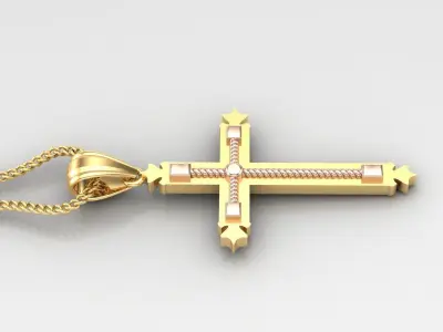 High Cross Pendant Light Gold 18K 4CP084 3D print model