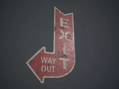 Retro Metal Exit Sign PBR Game Ready Low-poly 3D model