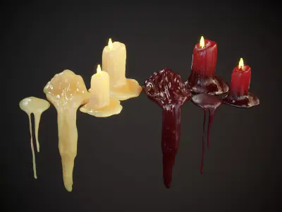 Melted Candle Wax Set 1  Low-poly 3D model