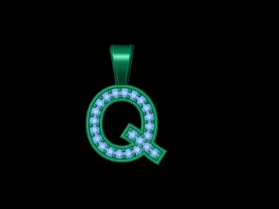 Pendant Q letter 3D print model