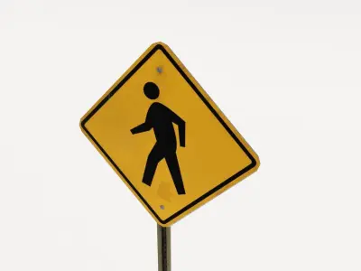 Crosswalk Sign 3D model Low-Poly Low-poly 3D model