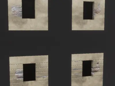 Environment Walls Windows Game Assets Low-poly 3D model