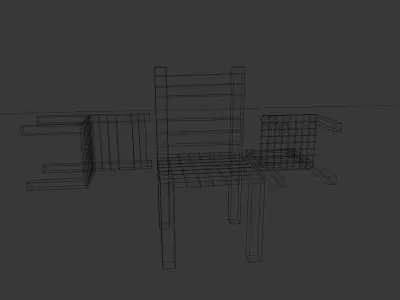 Three Wooden Chairs Standing  Fallen 3D Render 3D model