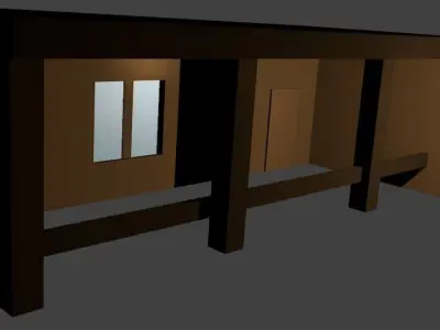 Cabin house with windows and doors Free 3D model