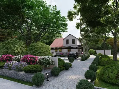 3D Exterior Scene 3D model design garden and landscape 3D model 9