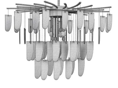 Murano Glass Textured Chandelier with Silver Leaf Edges Low-poly 3D model