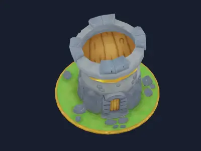 Lowpoly Turret Medieval Tower Free low-poly 3D model