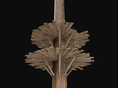 Wooden Tree House Shelters and Platforms 6  Low-poly 3D model