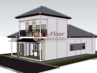 House 9x22m code 559 - Sketchup 3D model 3D model 3D model