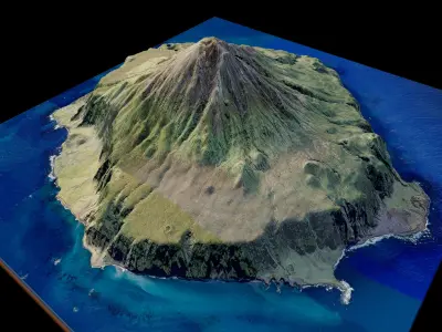Tristan da Cunha islands 3d Model Terrain Low-poly 3D model