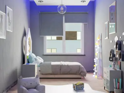 Blender Children Room Scene Low-poly 3D model