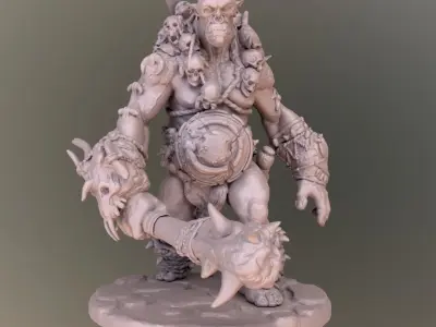 EVIL OGRE 28-32 mm scale miniature with 50 mm base 3D print model