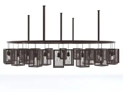 Wrought Iron Concentric Circle Cage Light 3D model