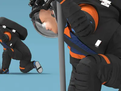  Next Gen Spacesuit on Astronaut Crawling Pose 