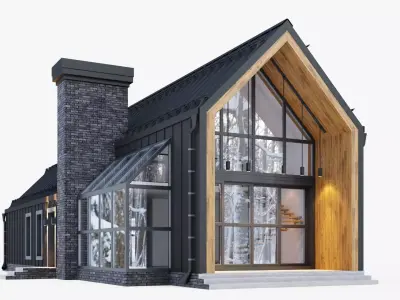 Barnhouse with stained glass windows 3D model