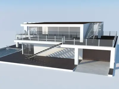 House modern with swimming pool 3D model