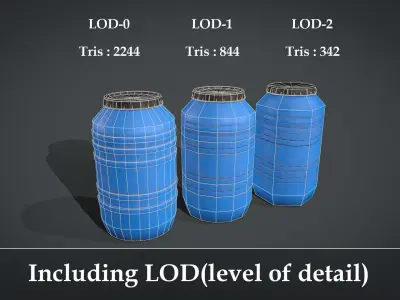 Plastic Barrels Low-poly 3D model