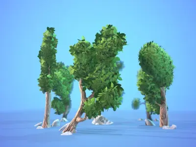 Stylized Foliage Pack - Trees and Rocks 3D model