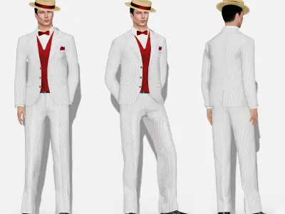 Mr Gatsby Full Outfit Low-poly 3D model