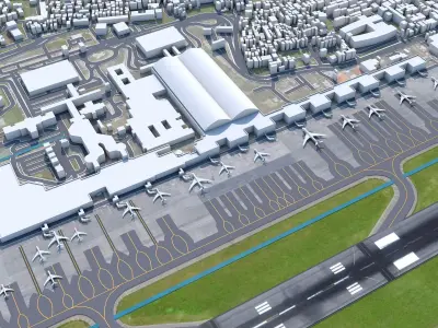 Ngurah Rai International Airport 10km Low-poly 3D model