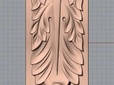 Door Post flower 3D STL Model for CNC Router Carving 950 3D model