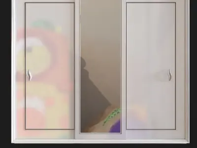 closet cabinet with two doors and mirror 3D model