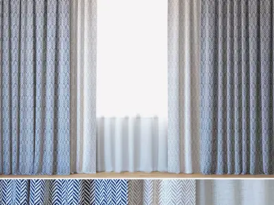 Curtains 101 Curtains with Tulle Bella Dura Skye Tweed  3D model