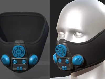 Gas mask respirator scifi futuristic 3d model  Low-poly 3D model 8