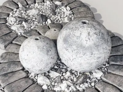 Flowerbed with stone decor 3D model