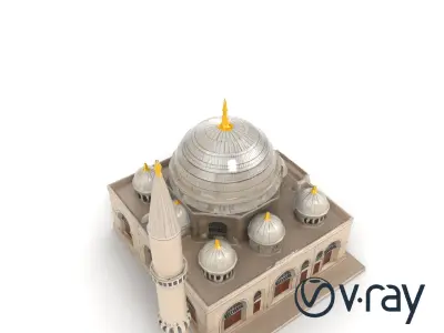 Majestic Mosque with Minaret and Dome model pack Low-poly 3D model