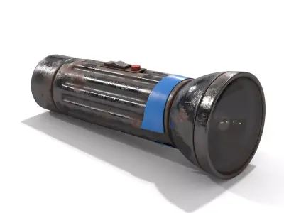 Old Metal Flashlight Low-poly 3D model