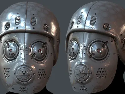 Gas mask helmet 3d model scifi Low-poly Low-poly 3D model 4