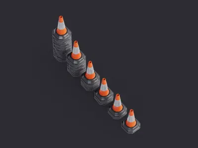 Traffic Cone Stack 50cm Low-poly 3D model