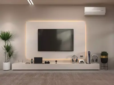 Modern Minimalist TV Wall -Functional TV Wall Design 3D model