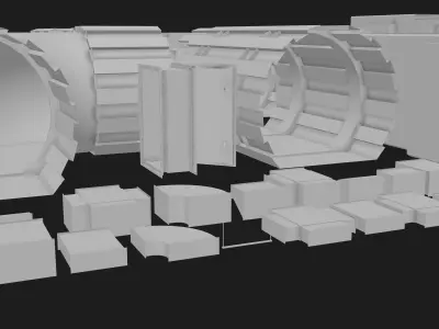  Soviet bunker kit Free low-poly 3D model